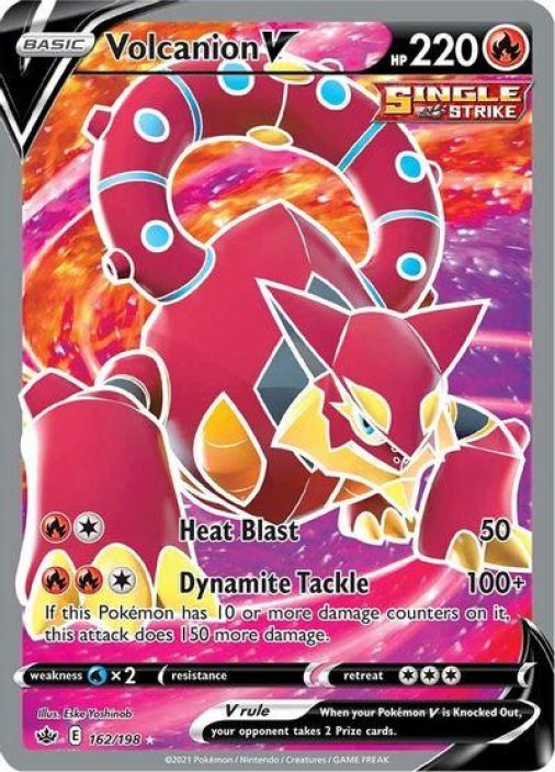 Volcanion V 162/198 Kunto: Damaged (Taitos kortin vasemmalla sivulla) 