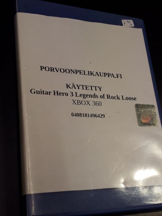 Guitar hero III Legends Of Rock Loose kaytetty XBOX 360 Ilman alkuperaisia pahveja